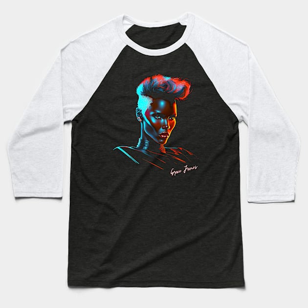 Grace Jones  / 80s Style Aesthetic Design Baseball T-Shirt by DankFutura